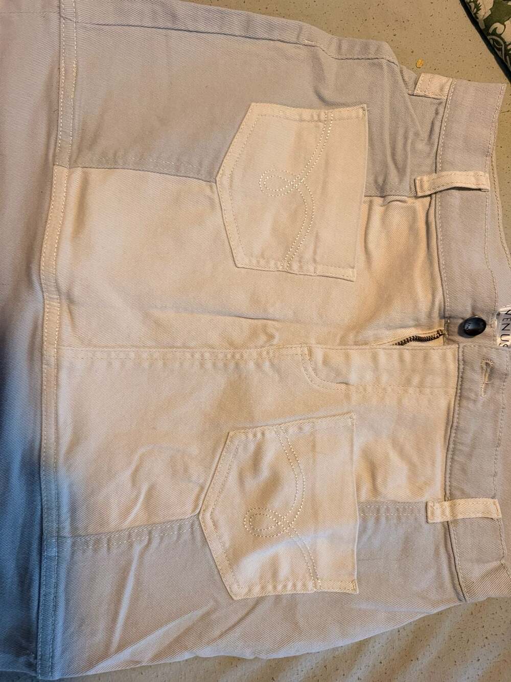 Venus Colorblock Denim Mini Skirt Size 10 Blue and Beige Patchwork
